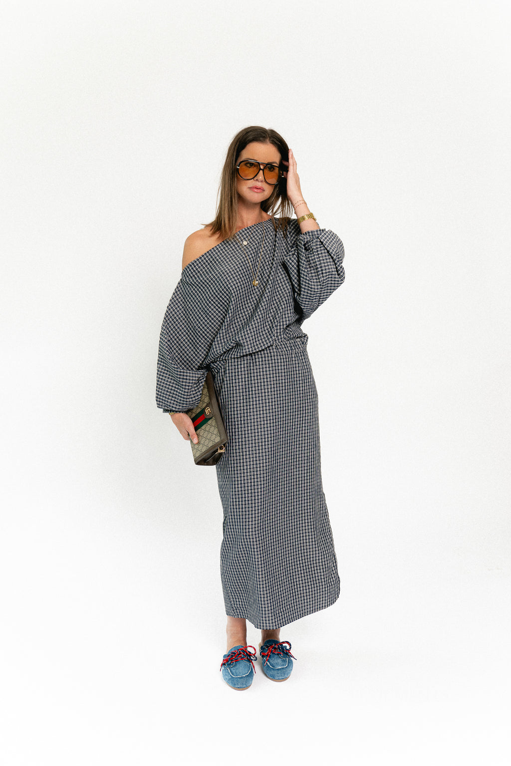 Cosette checkered skirt navy