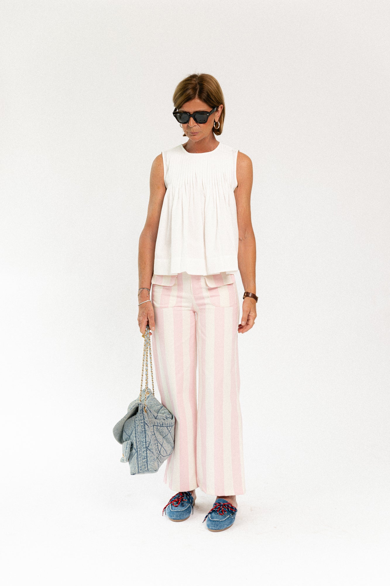 Lena striped pants pink/ecru