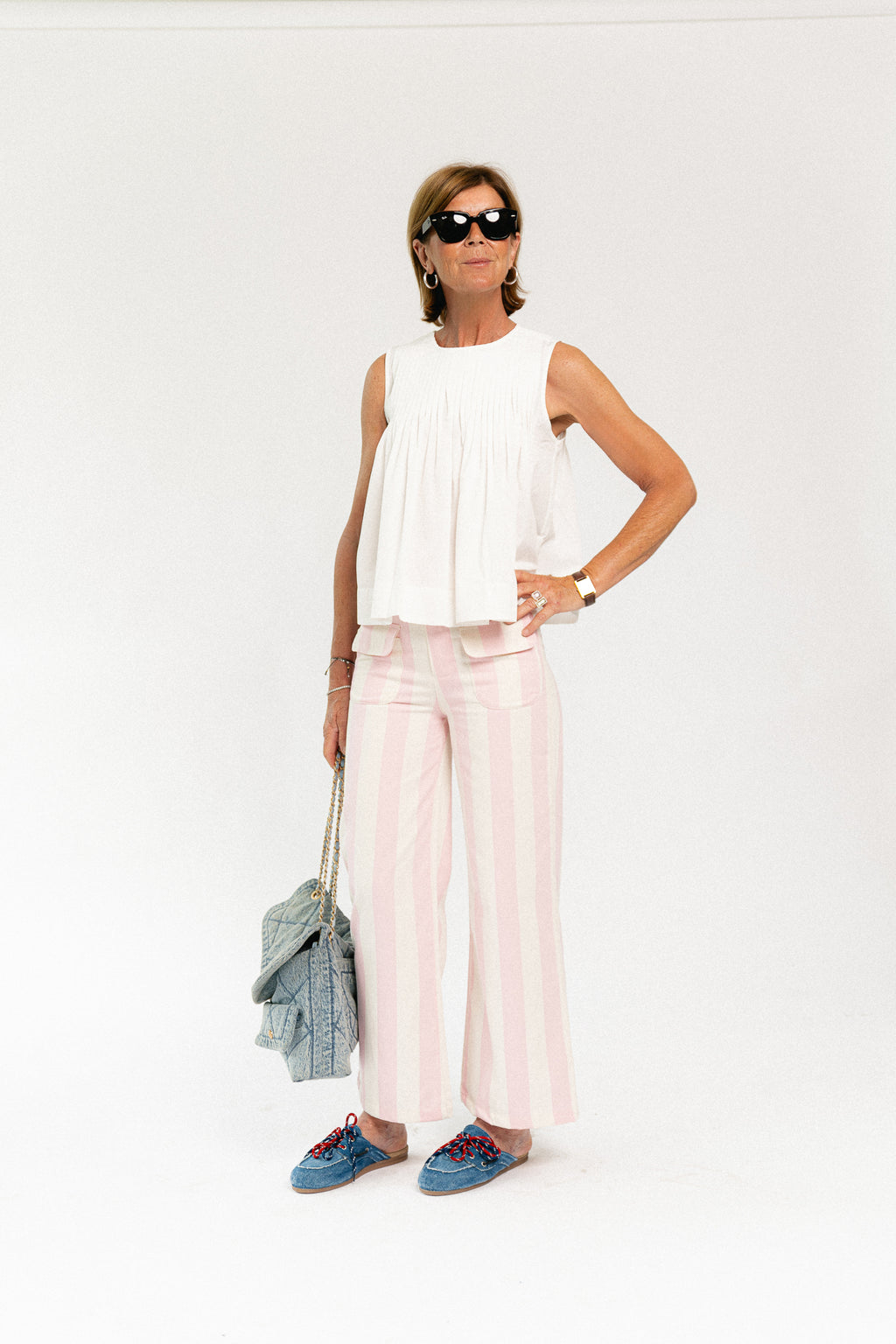 Lena striped pants pink/ecru