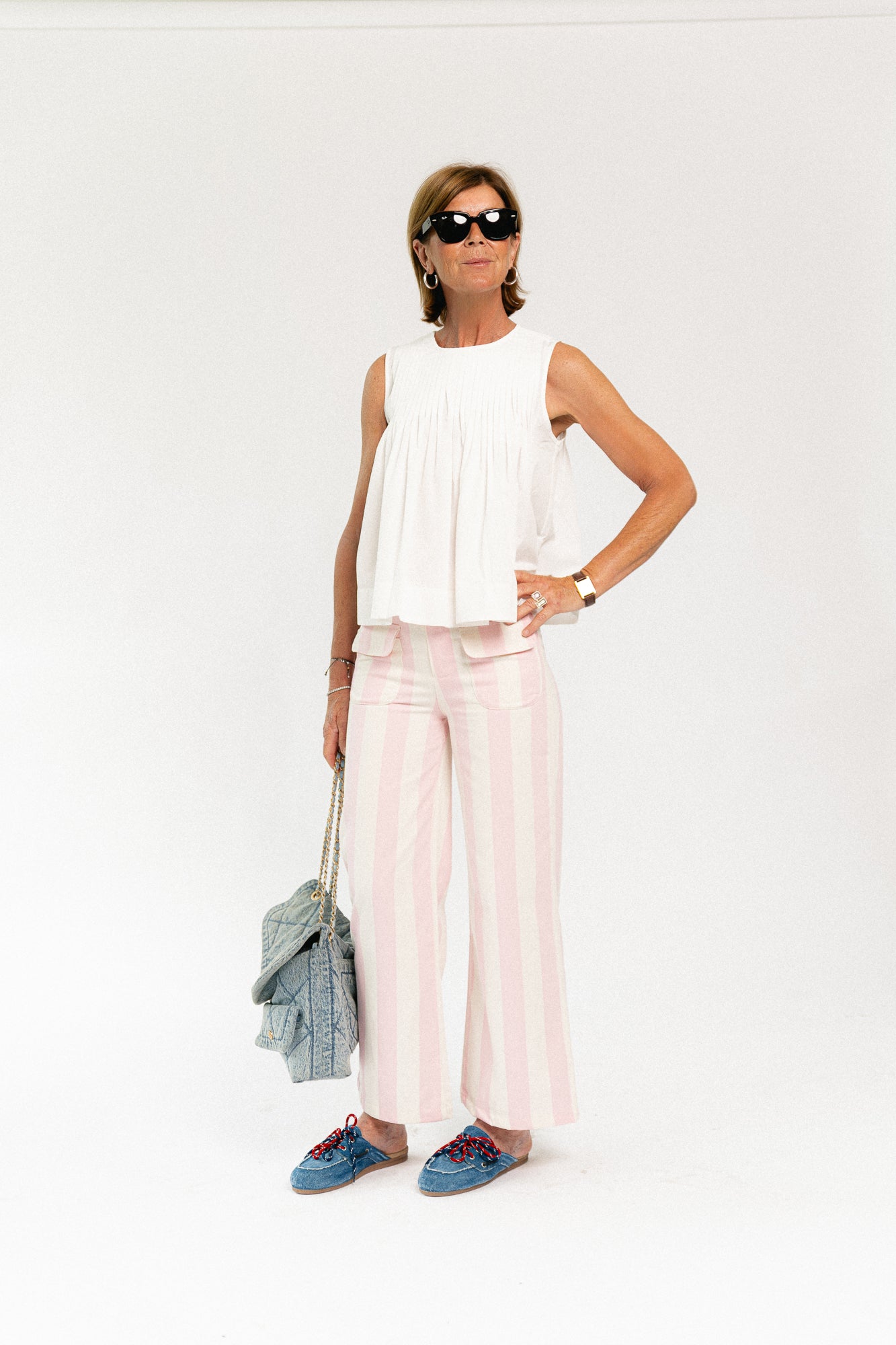 Lena striped pants pink/ecru
