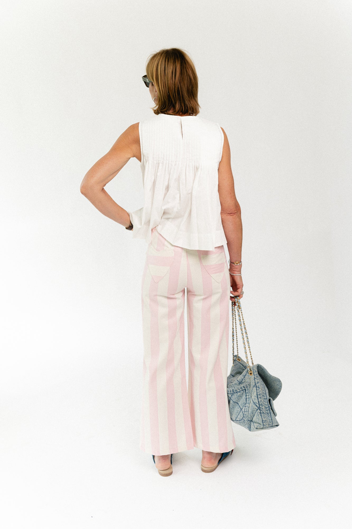 Lena striped pants pink/ecru