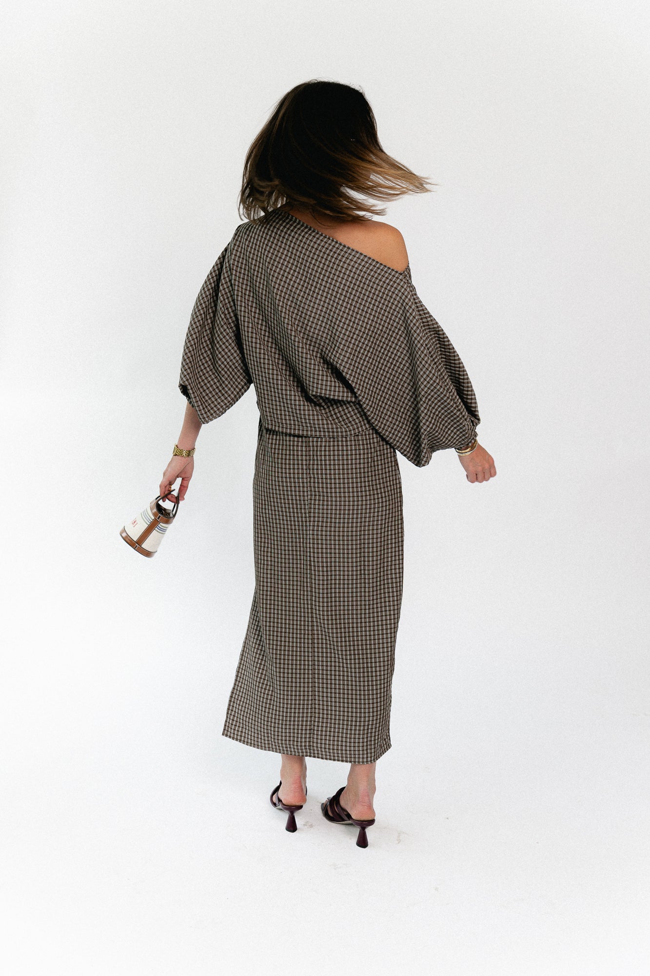 Cosette checkered blouse hot chocolate