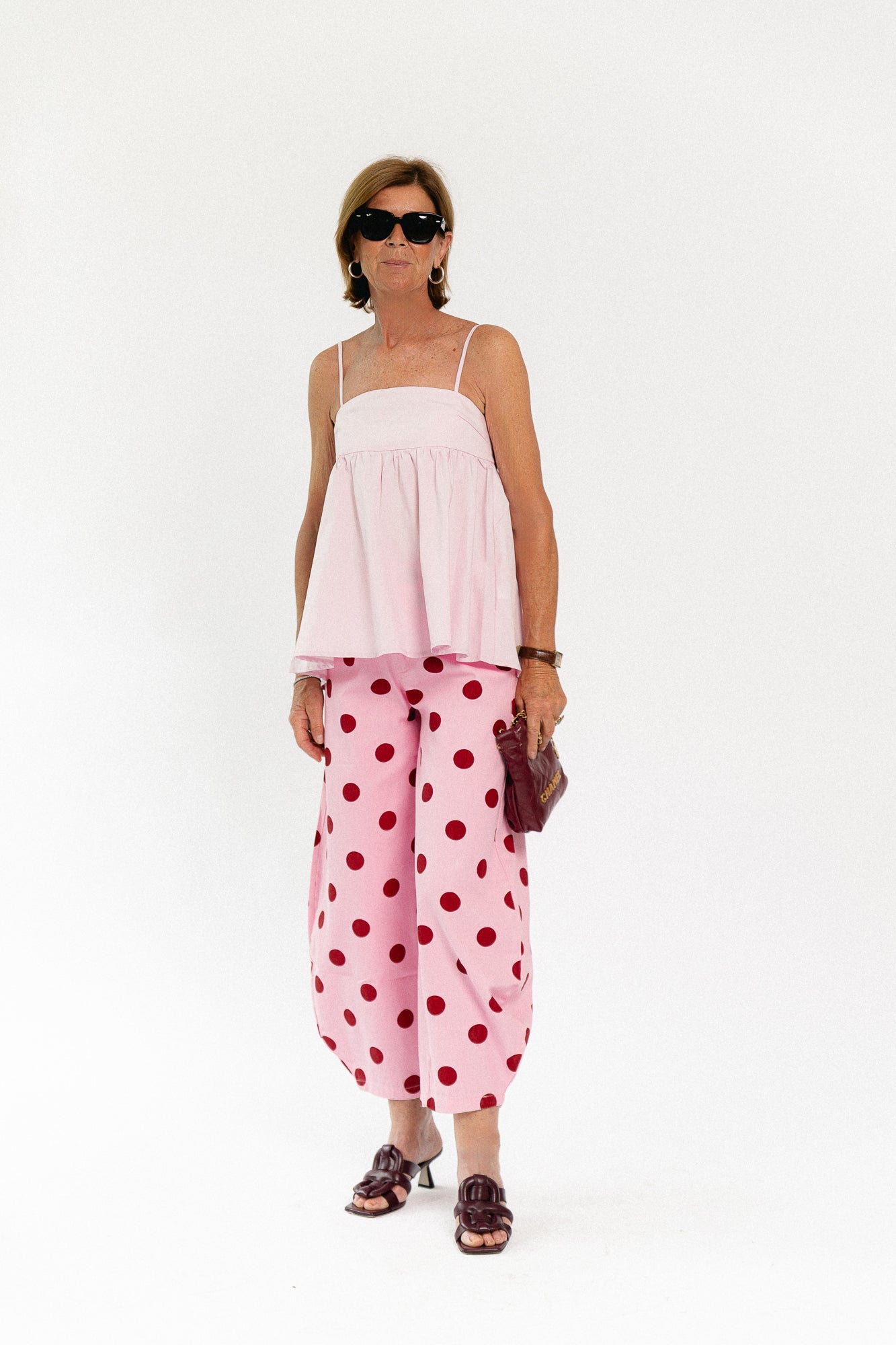 Hazel balloon relaxed fit polkadot jeans pink