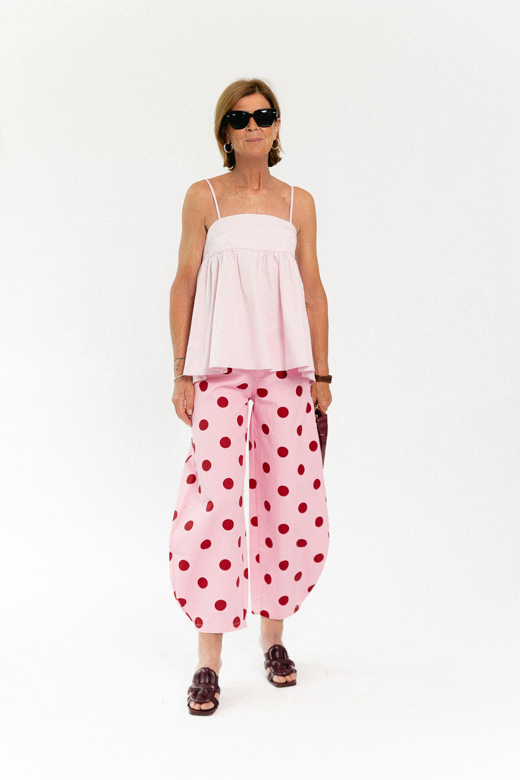 Hazel barrel relaxed fit polkadot jeans pink