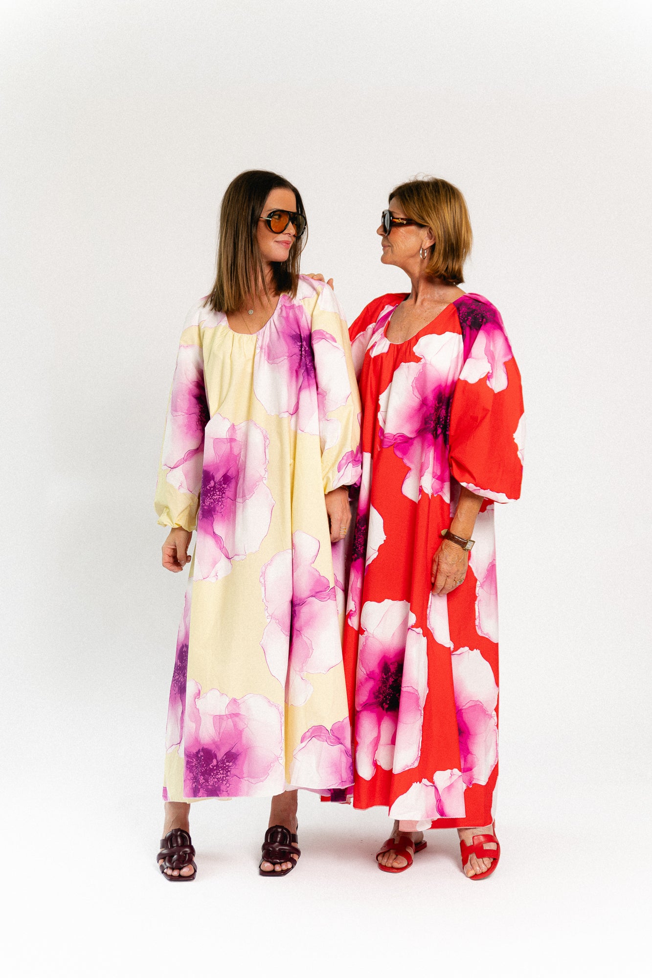 Brigitte floral maxi dress butter yellow/orchid
