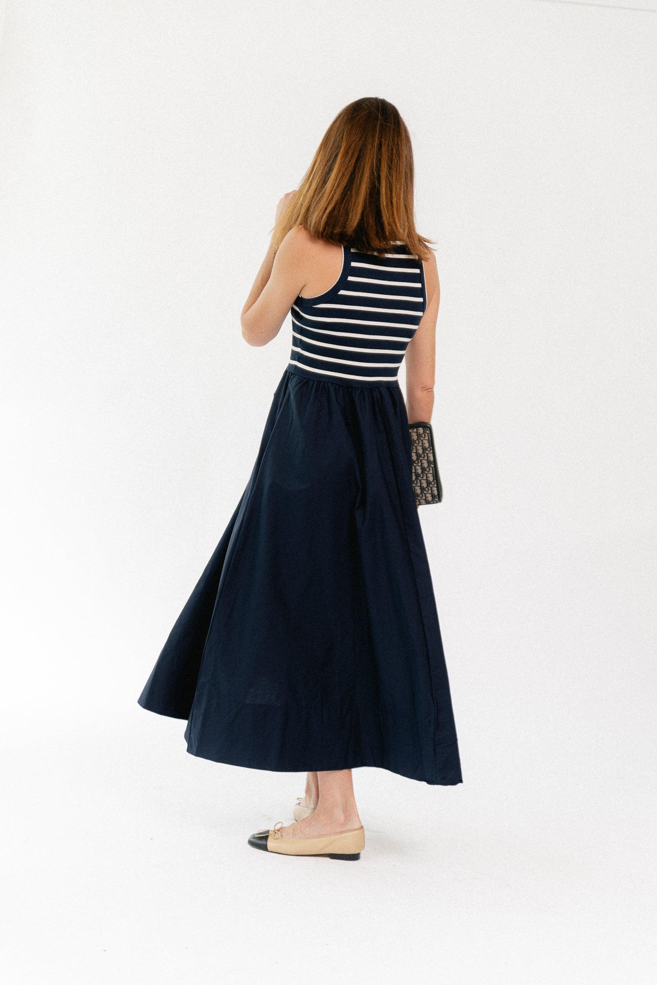 YASMiri SL long dress navy blazer/jersey white