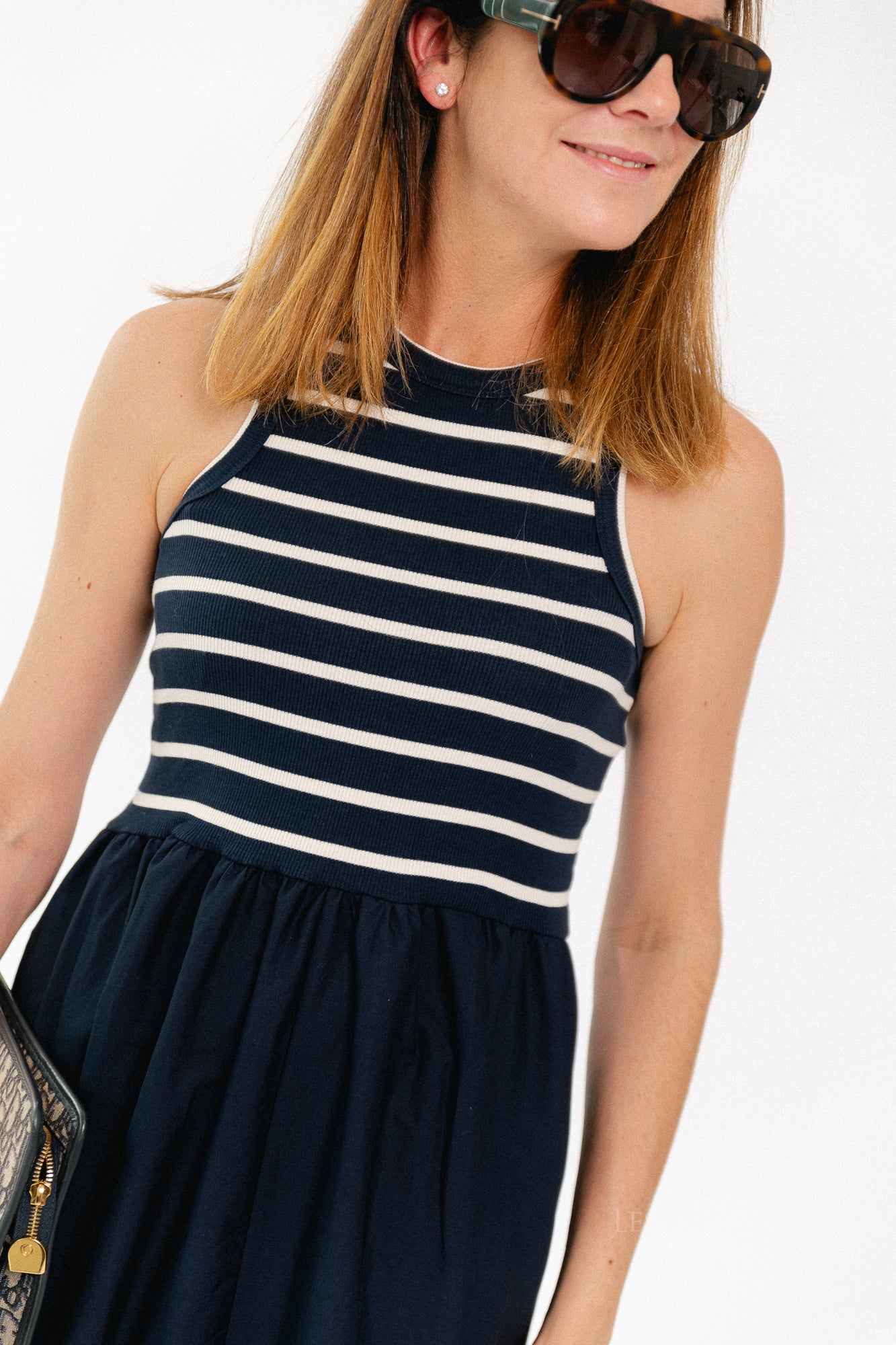 YASMiri SL long dress navy blazer/jersey white