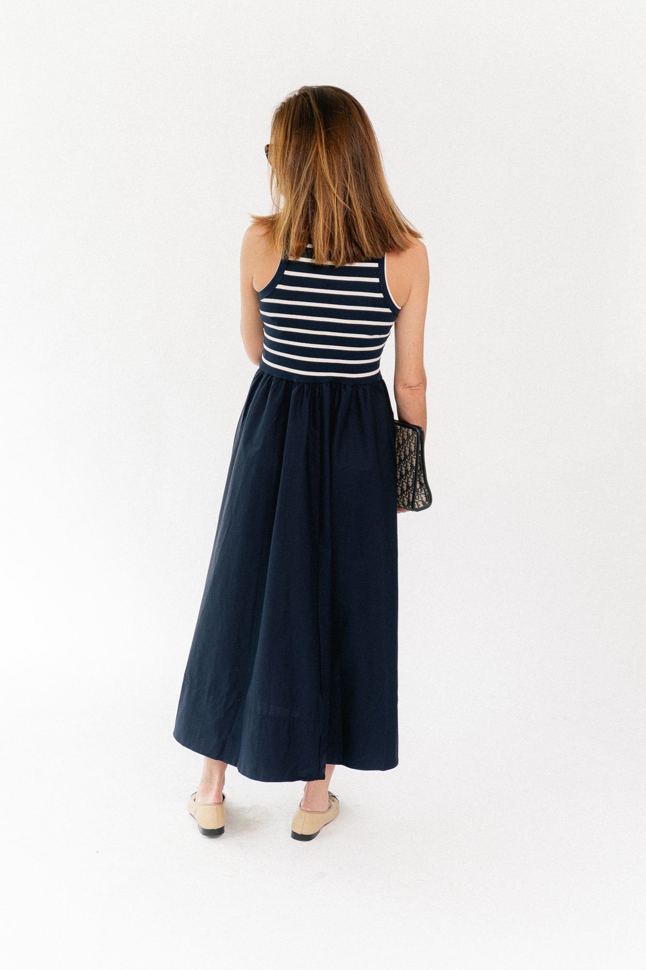 YASMiri SL long dress navy blazer/jersey white