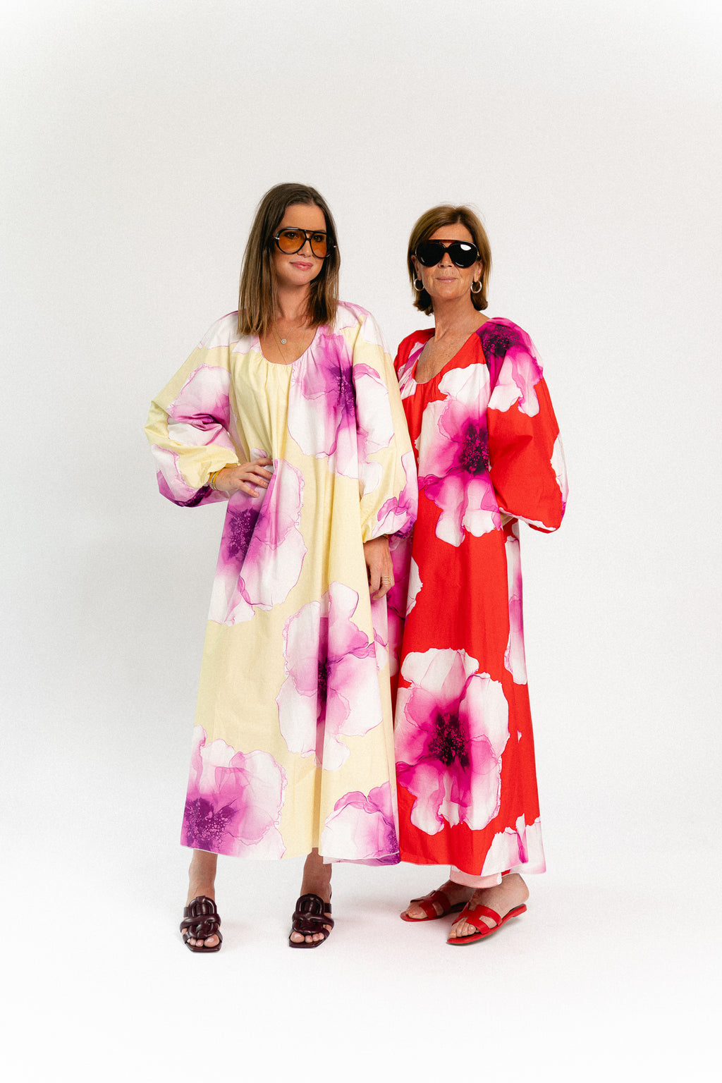 Brigitte floral maxi dress butter yellow/orchid
