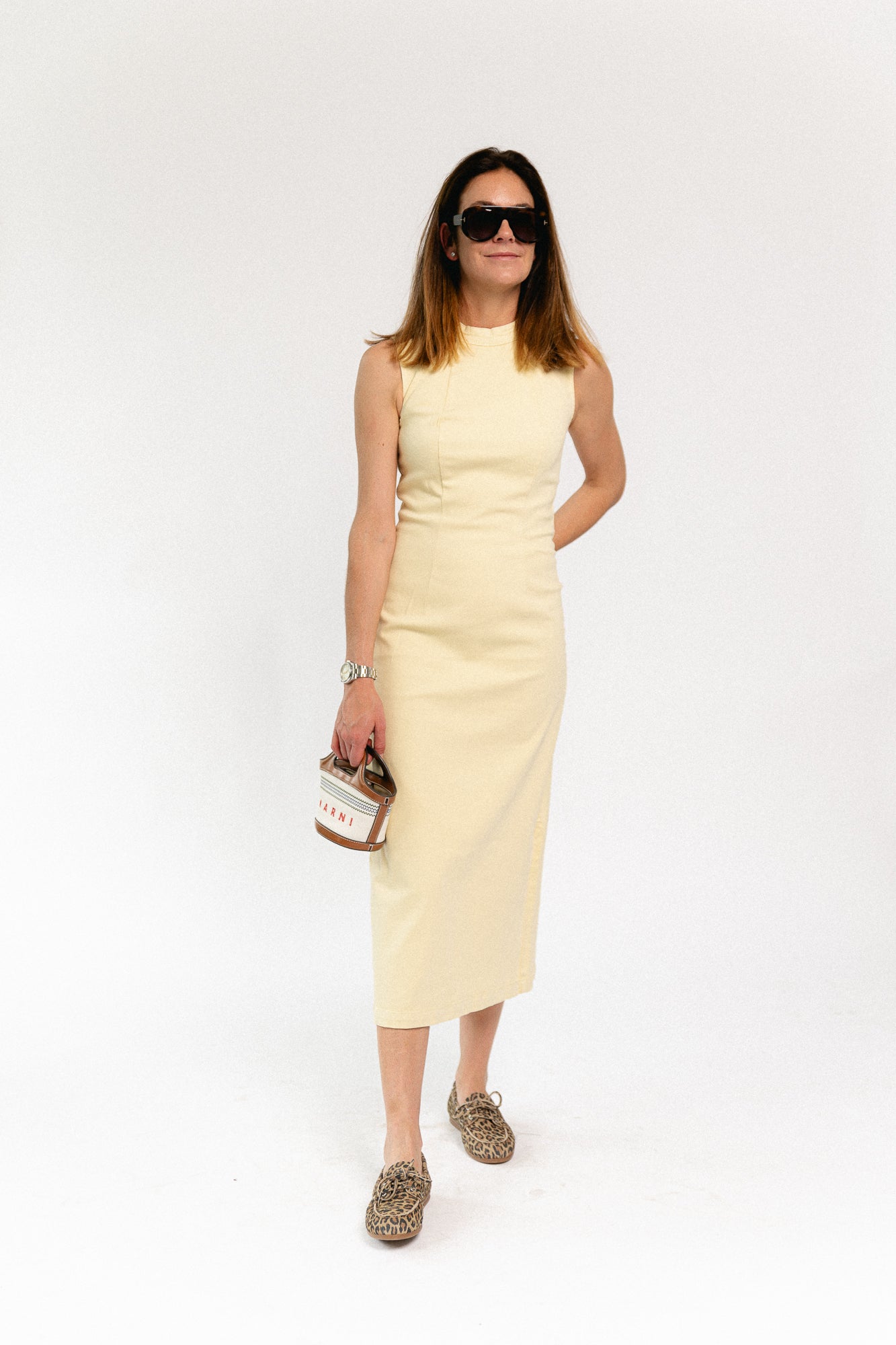 VINona SL midi colour denim dress pastel yellow
