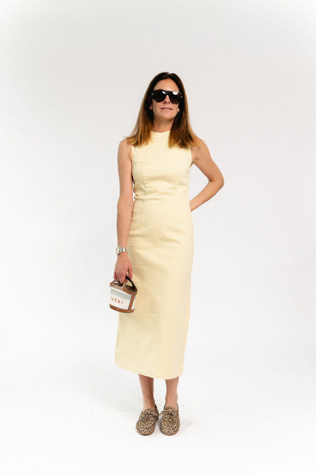 VINona SL midi colour denim dress pastel yellow