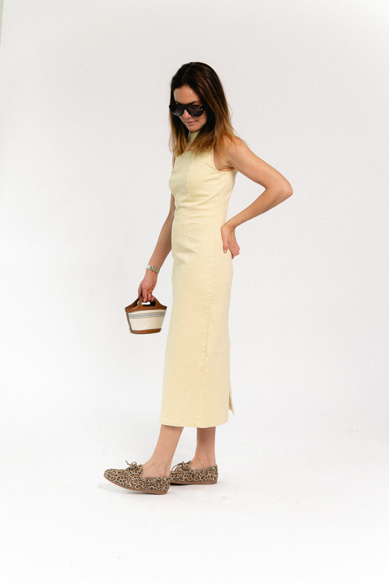 VINona SL midi colour denim dress pastel yellow