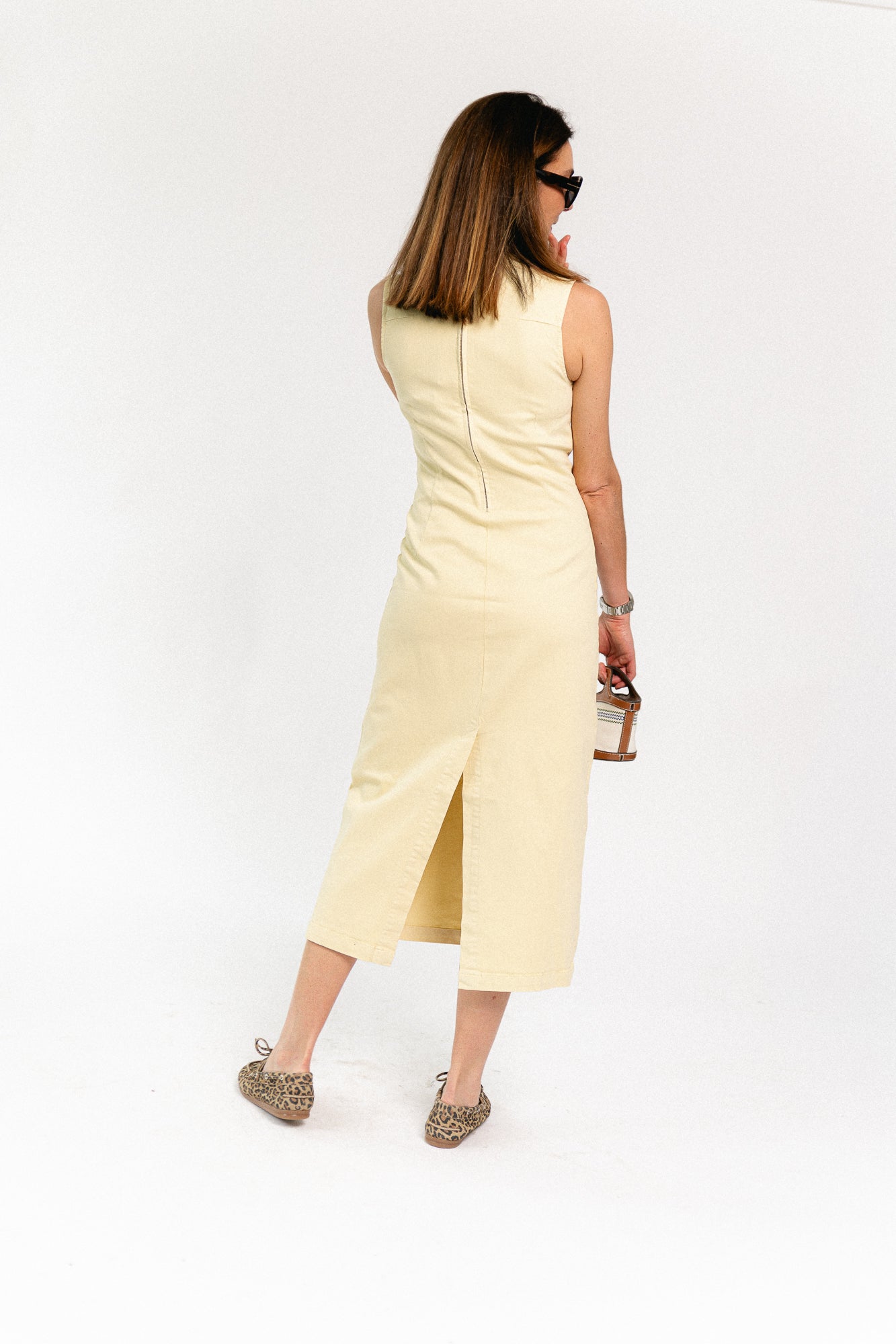 VINona SL midi colour denim dress pastel yellow