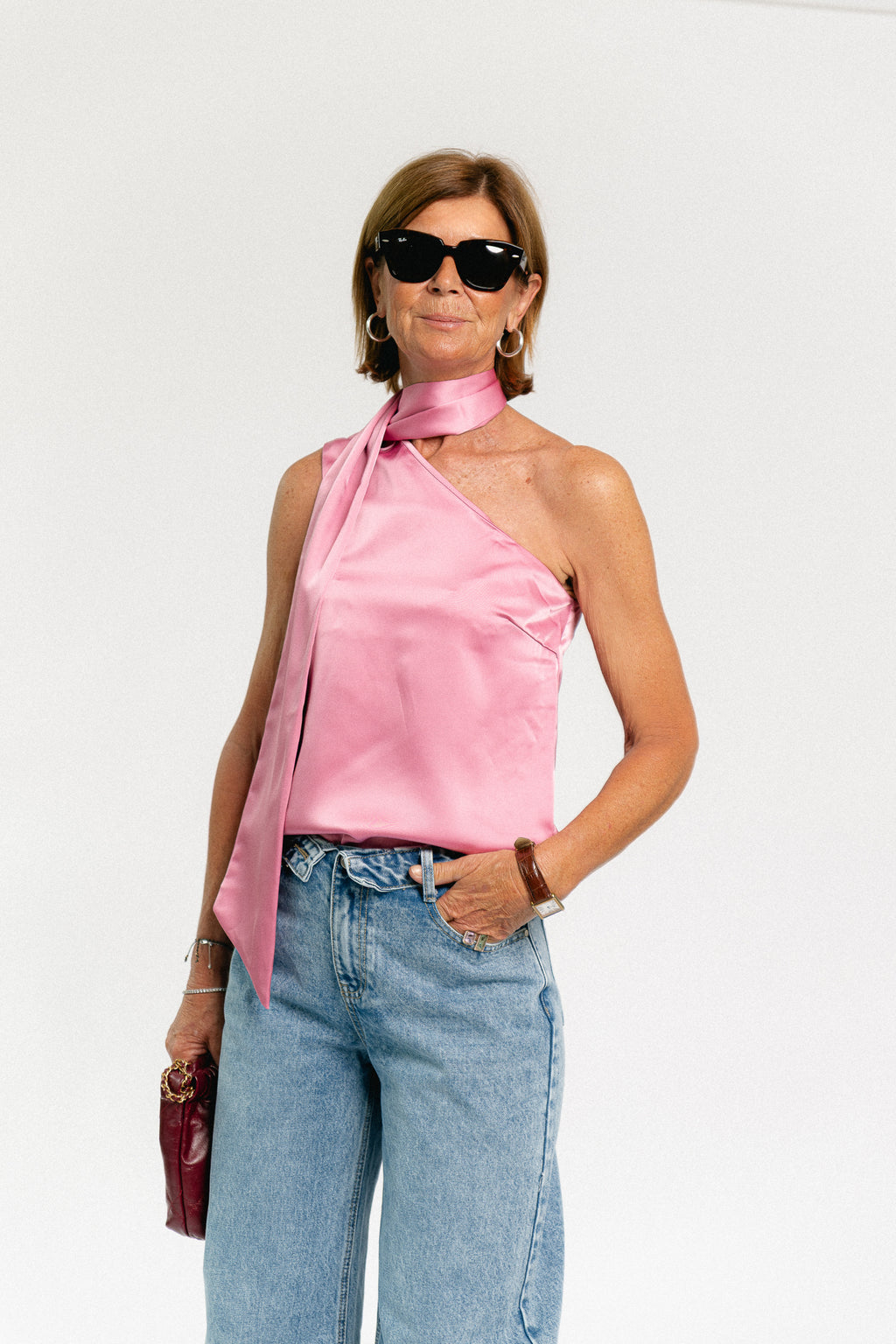 YASAnnalina one shoulder top orchid smoke