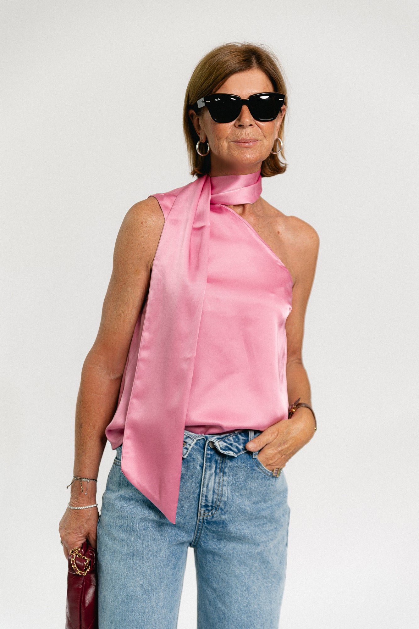 YASAnnalina one shoulder top orchid smoke