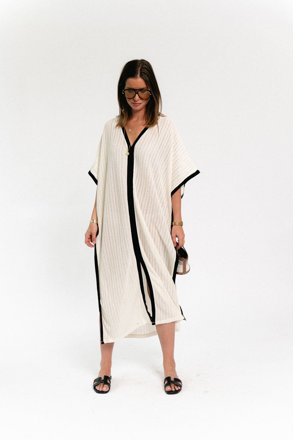 VIFabena V-neck kimono birch/black beau