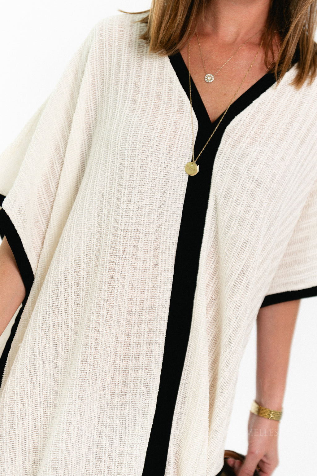 VIFabena V-neck kimono birch/black beau