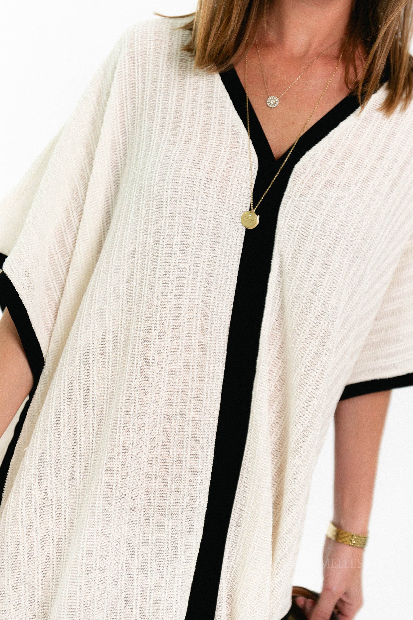 VIFabena V-neck kimono birch/black beau