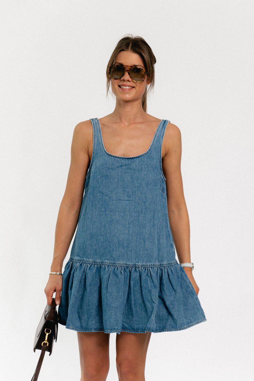 Inka denim dress mid blue