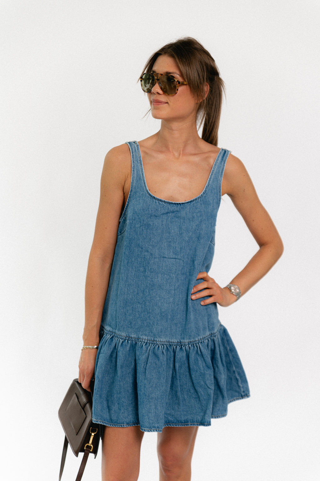 Inka denim dress mid blue