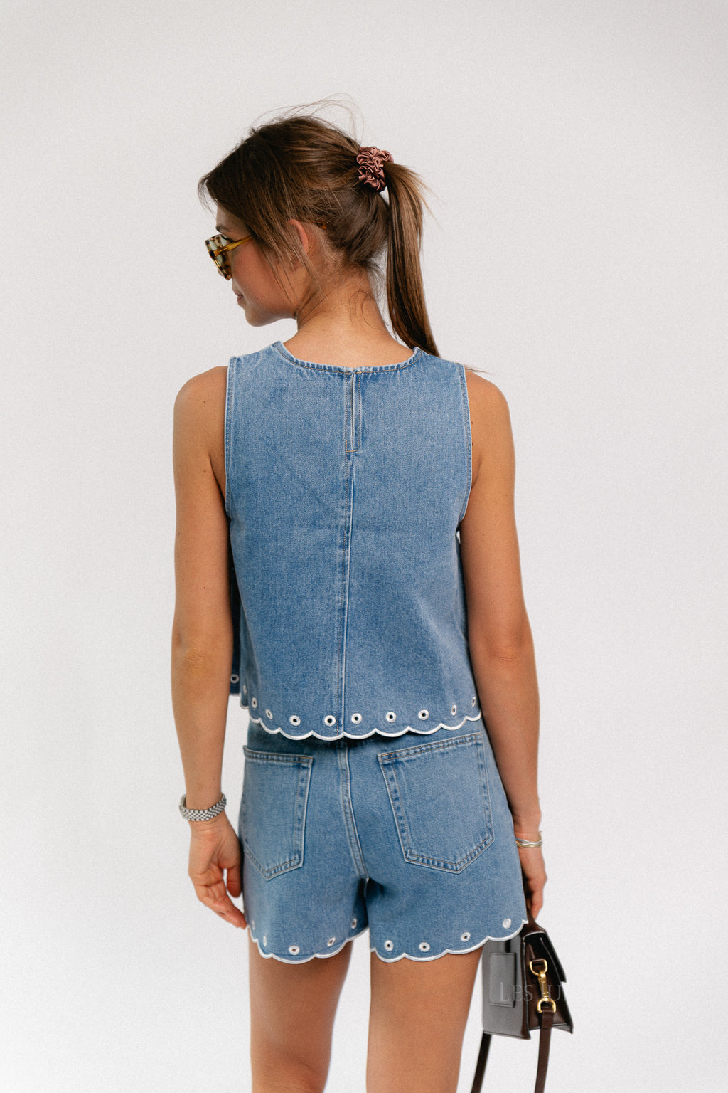 Cecelia top embroidered light blue denim