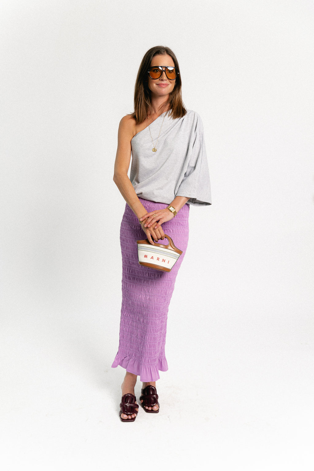Mona smocked skirt lilac