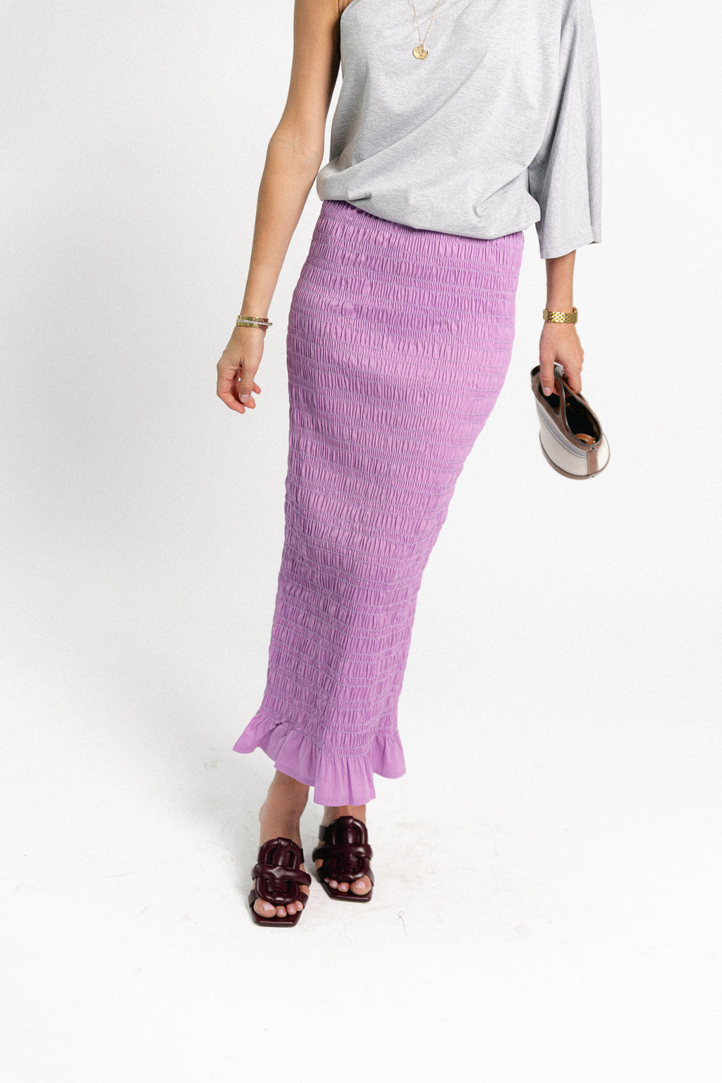 Mona smocked skirt lilac