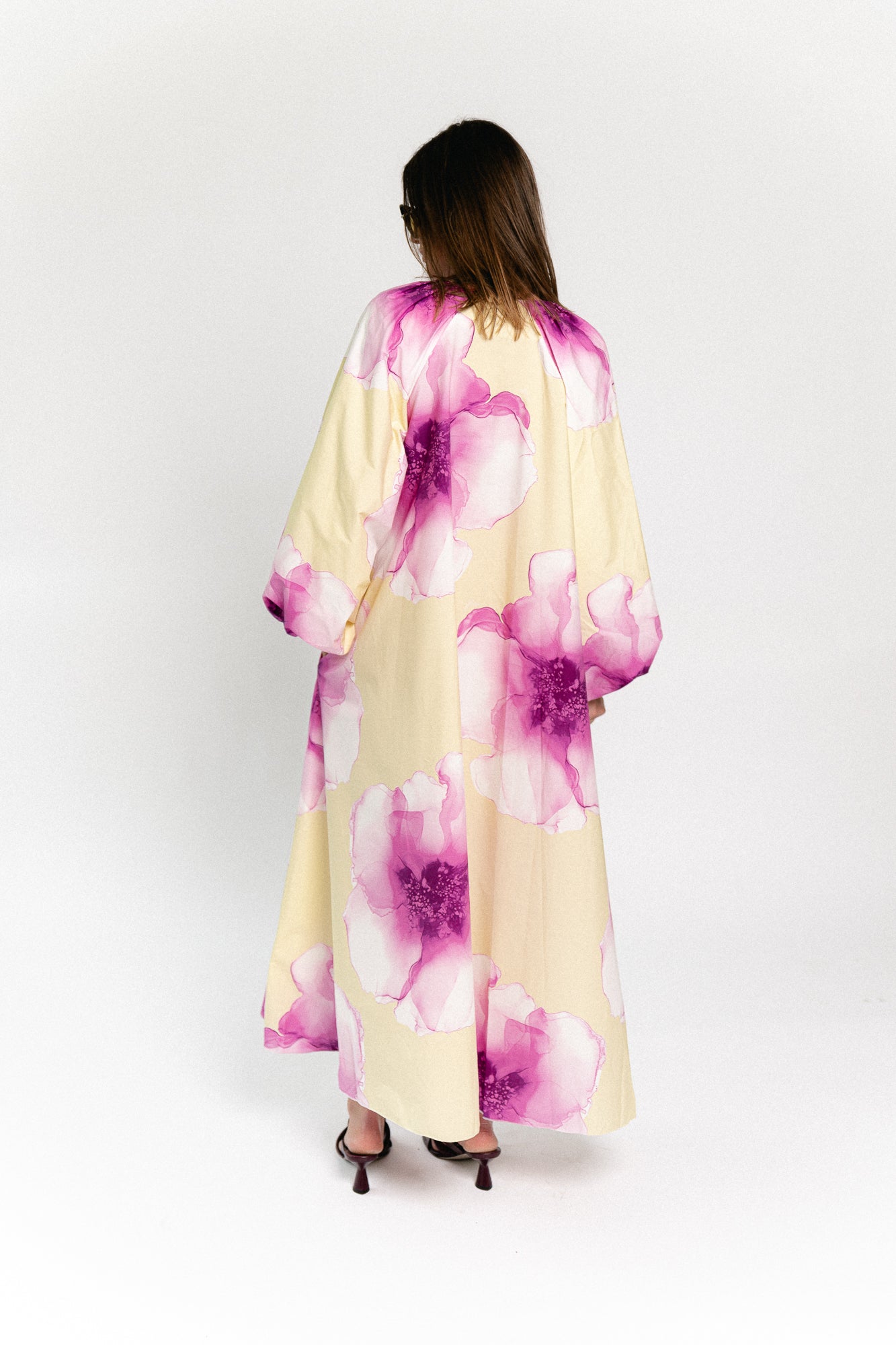 Brigitte floral maxi dress butter yellow/orchid