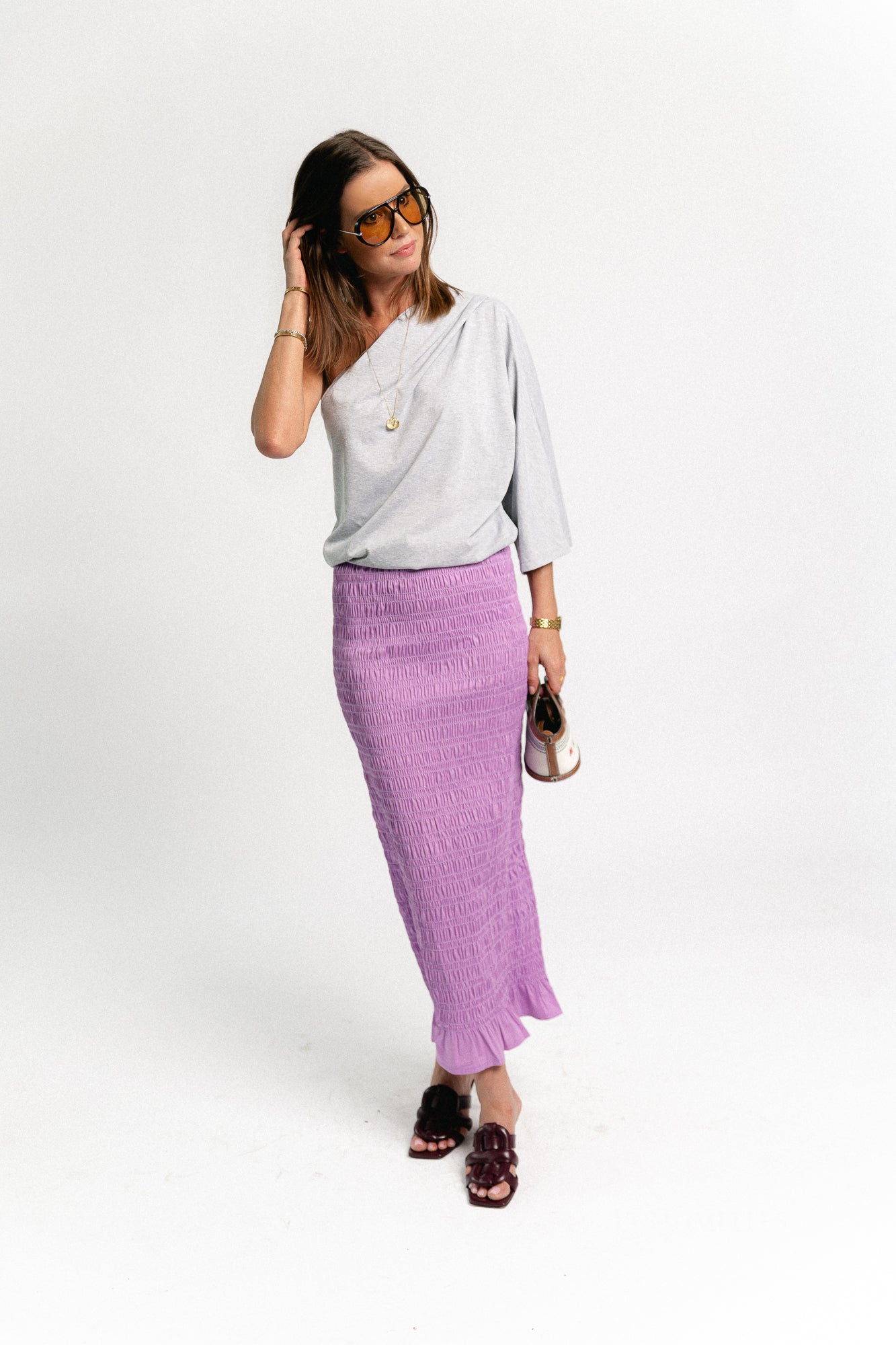 Mona smocked skirt lilac