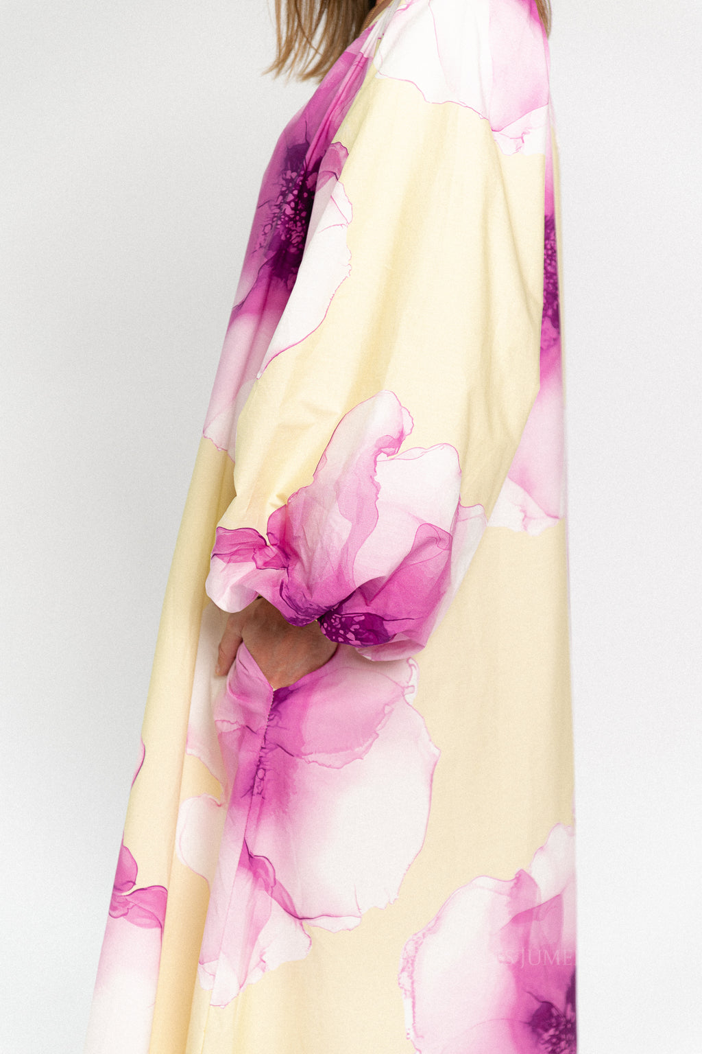 Brigitte floral maxi dress butter yellow/orchid