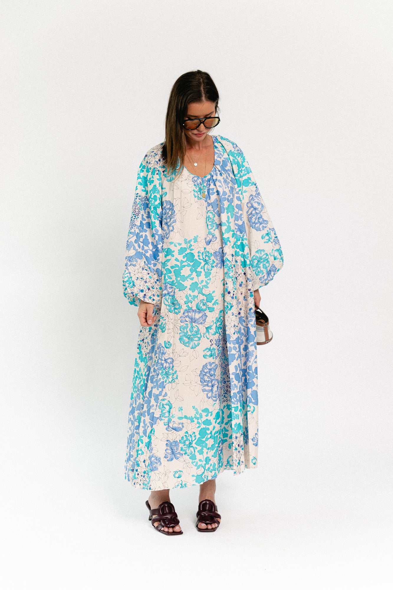 Brigitte floral maxi dress soft blue/turquoise