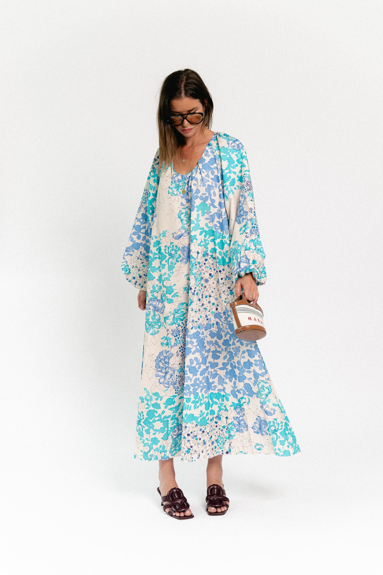 Brigitte floral maxi dress soft blue/turquoise