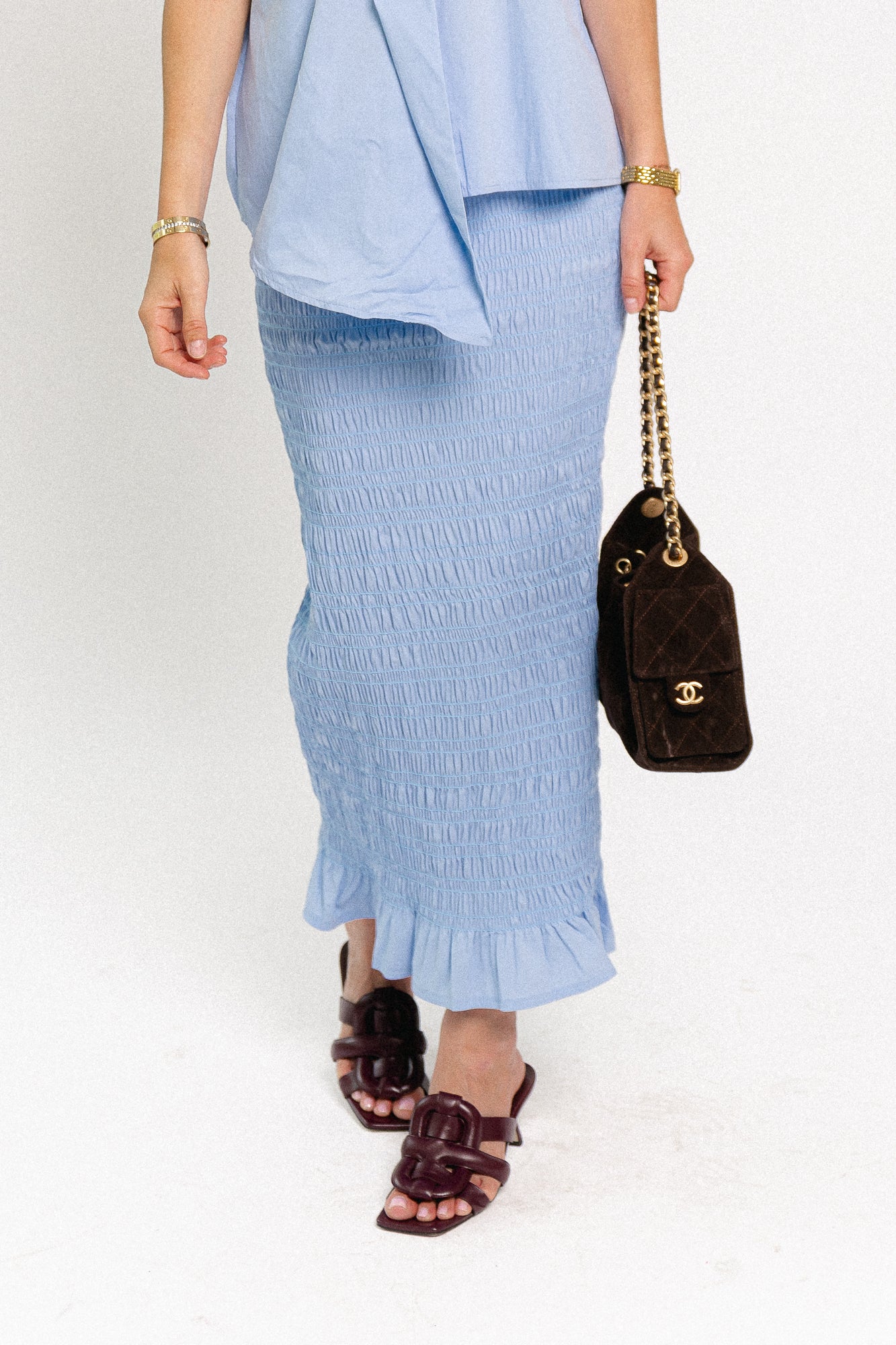 Mona smocked skirt blue