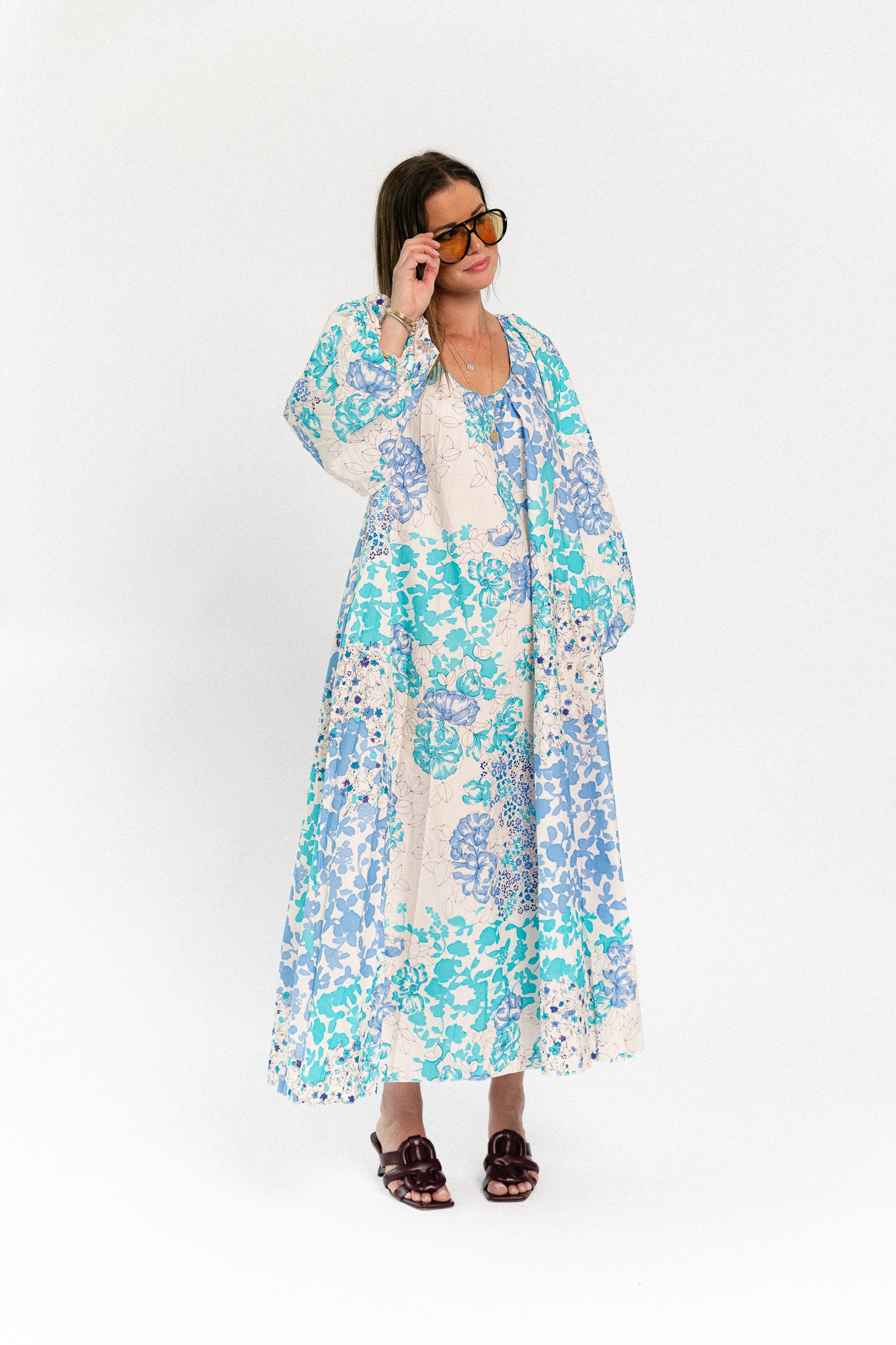 Brigitte floral maxi dress soft blue/turquoise