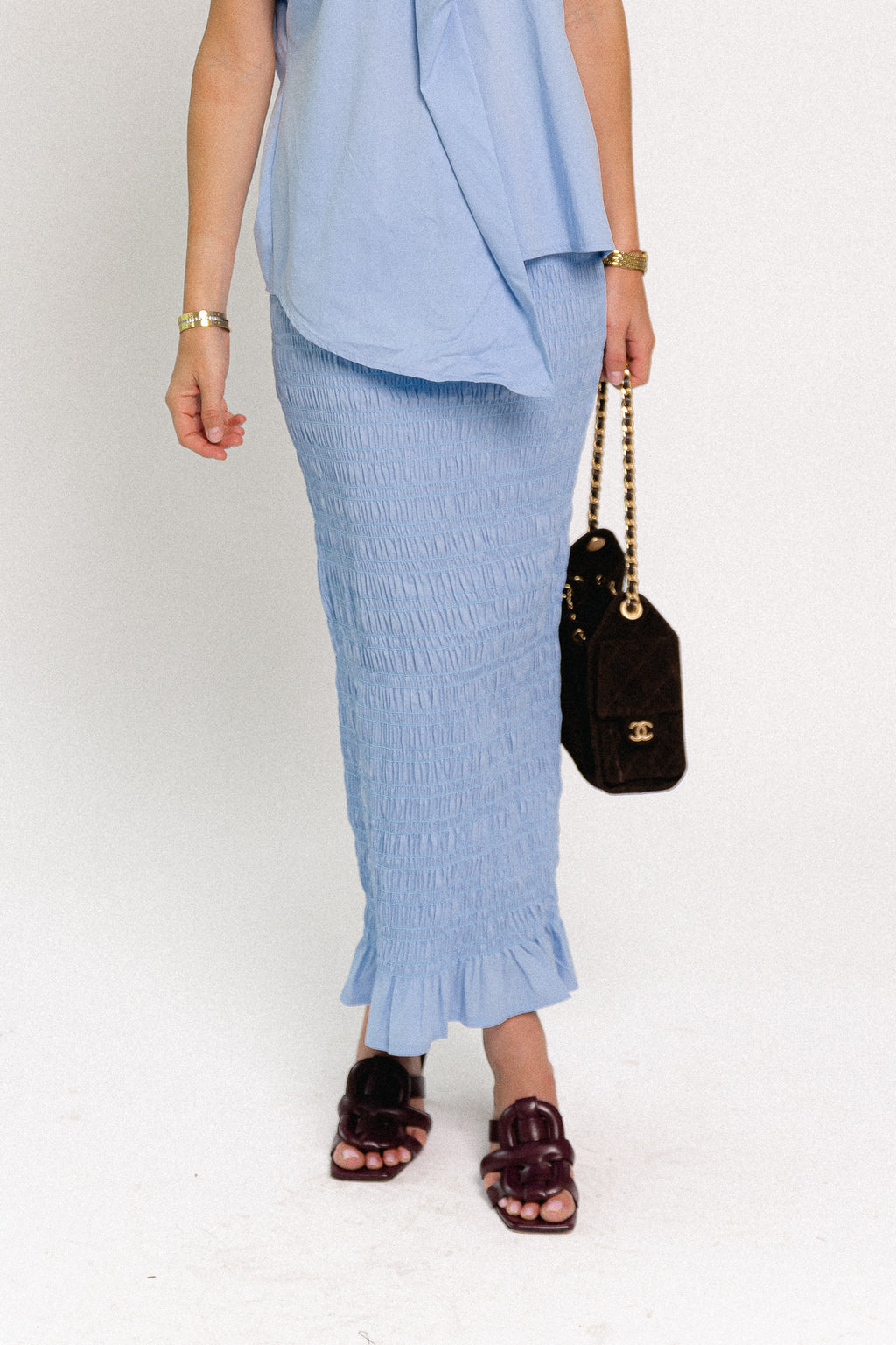 Mona smocked skirt blue