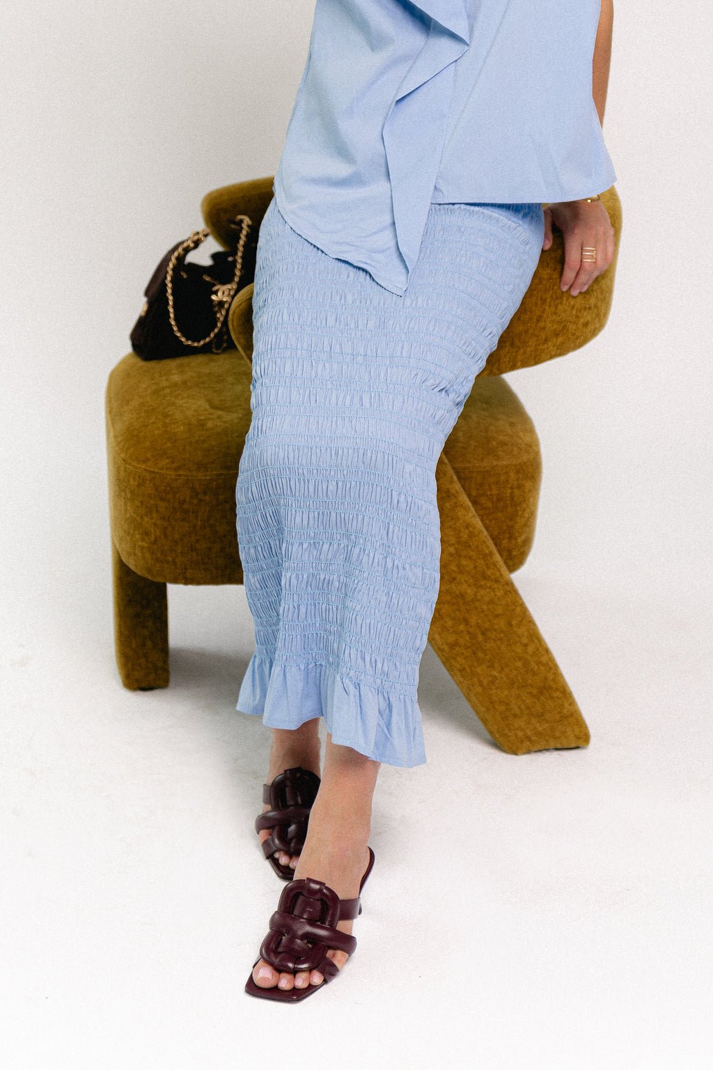 Mona smocked skirt blue