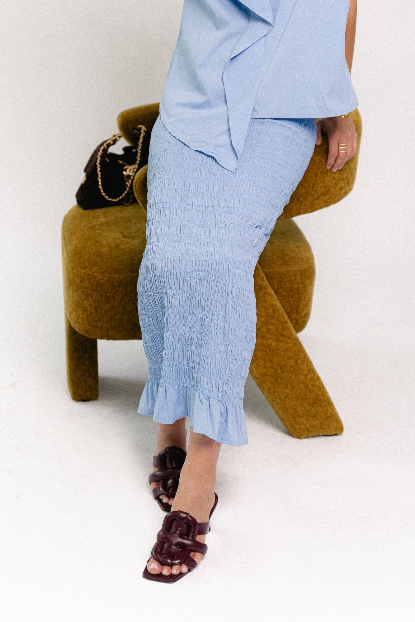 Mona smocked skirt blue