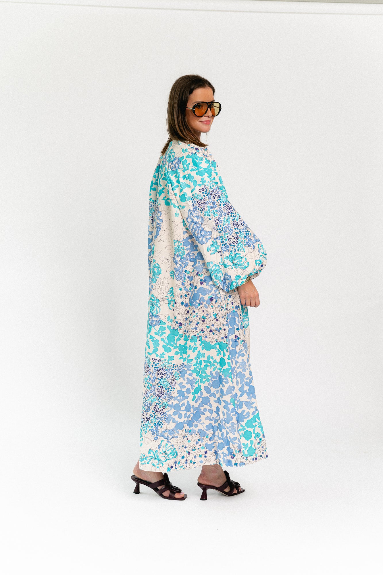 Brigitte floral maxi dress soft blue/turquoise