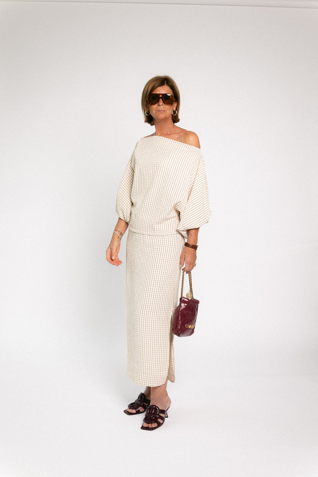 Cosette checkered blouse ecru
