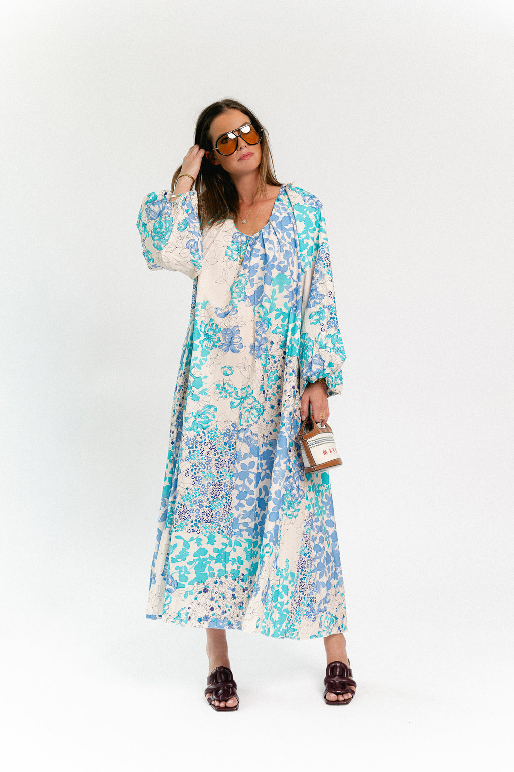 Brigitte floral maxi dress soft blue/turquoise