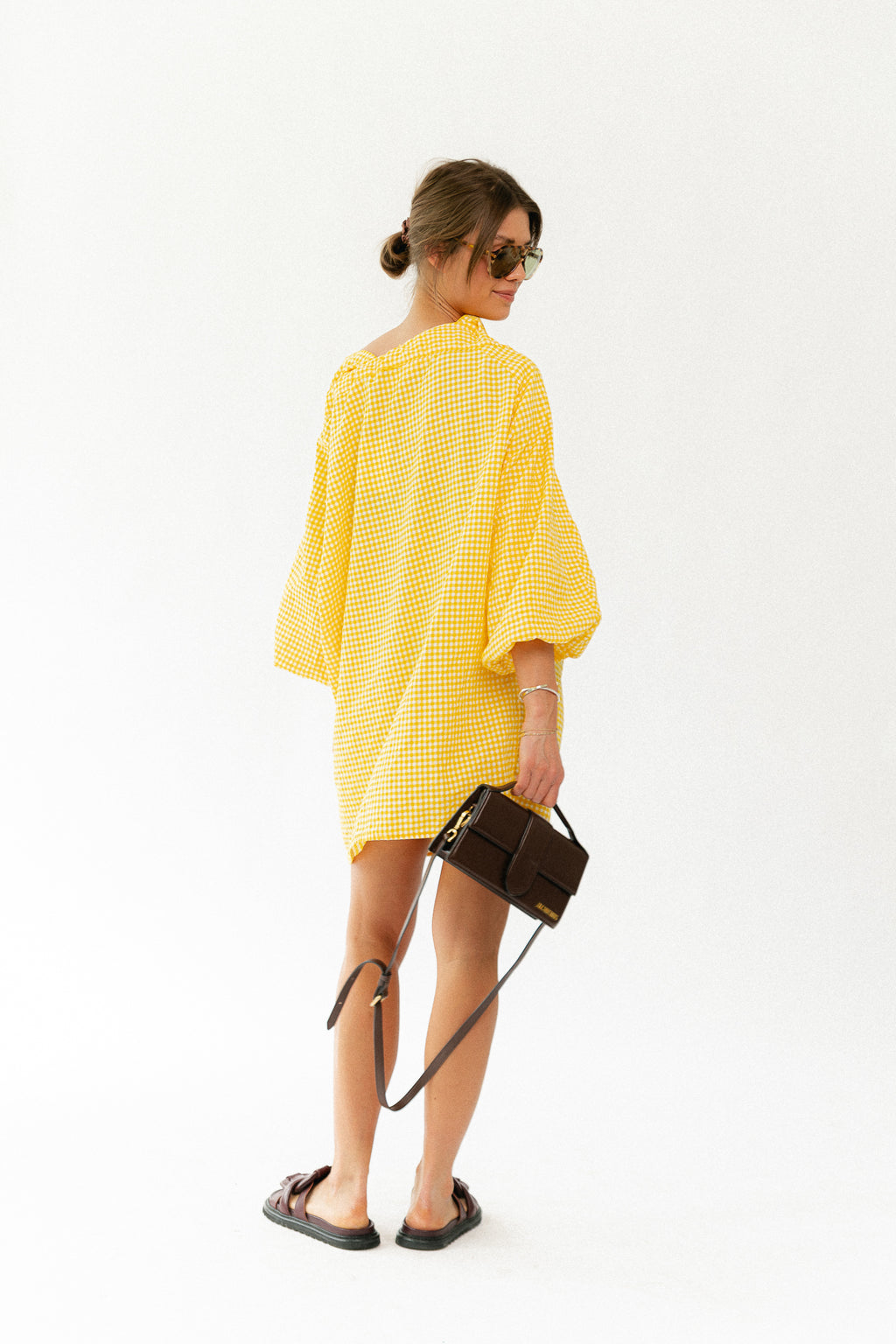 Lisa vichy off-shoulder dress yellow
