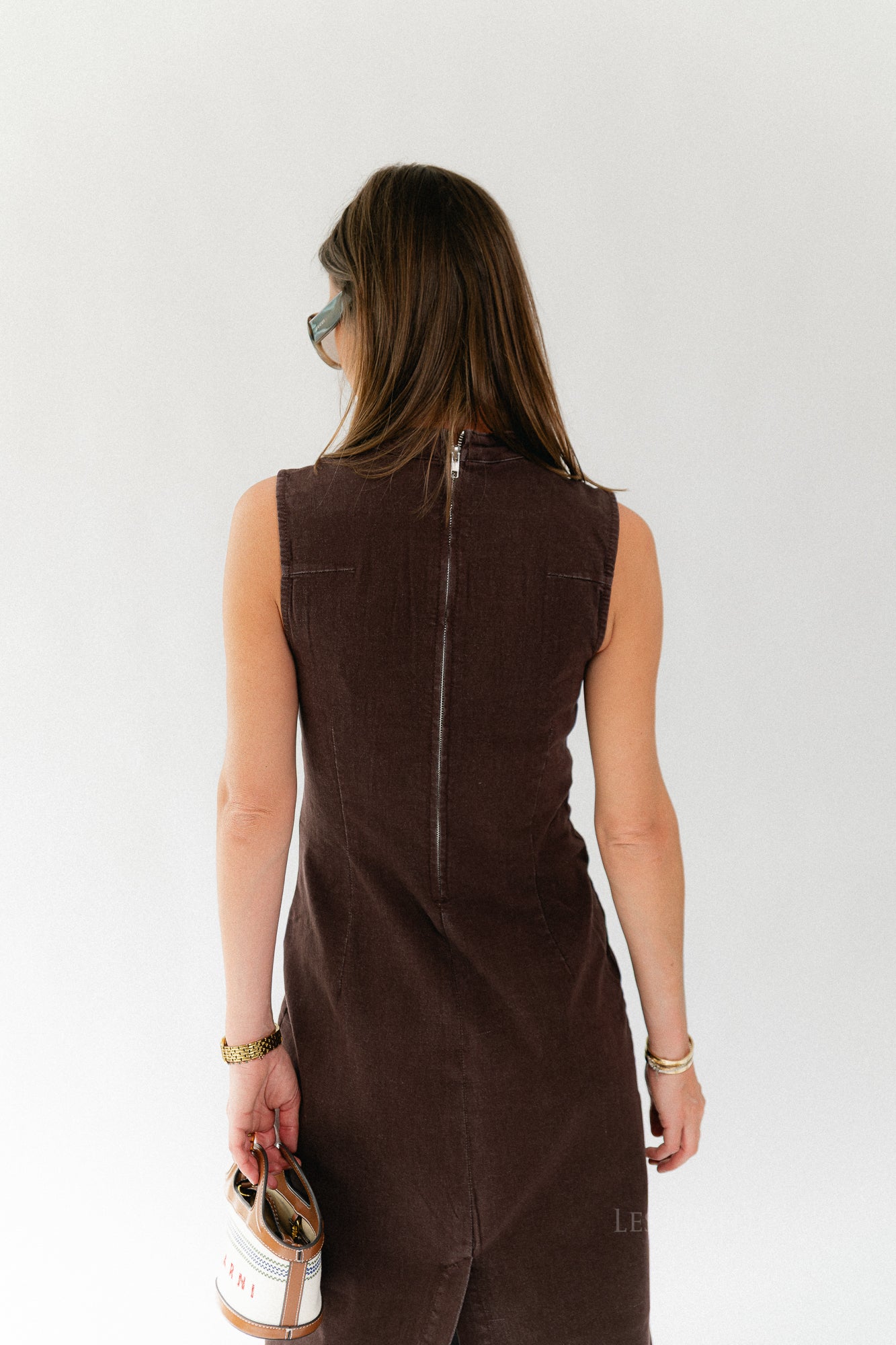 VINona SL midi colour denim dress coffee bean