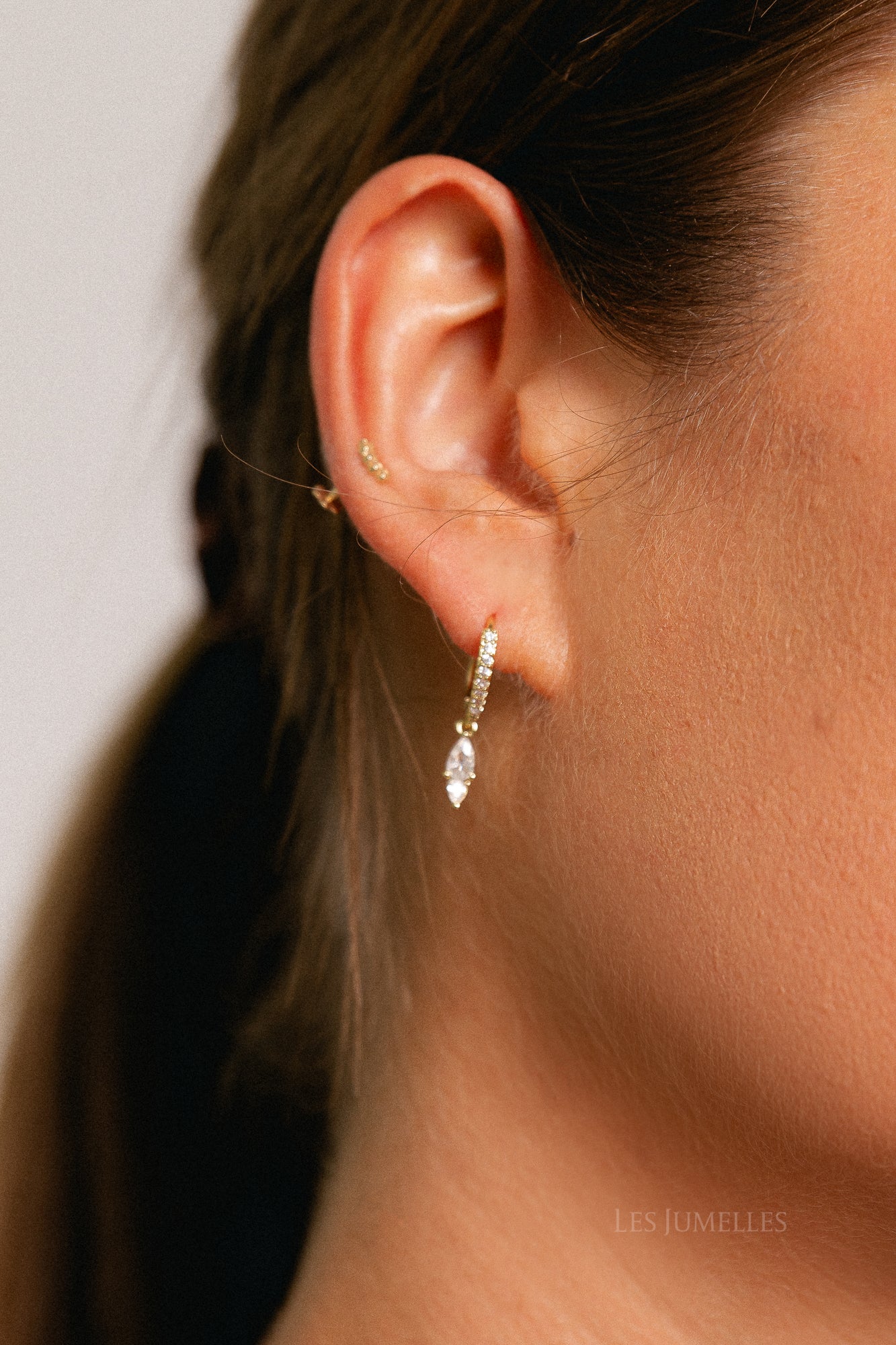 Drop & hoop earring set gold