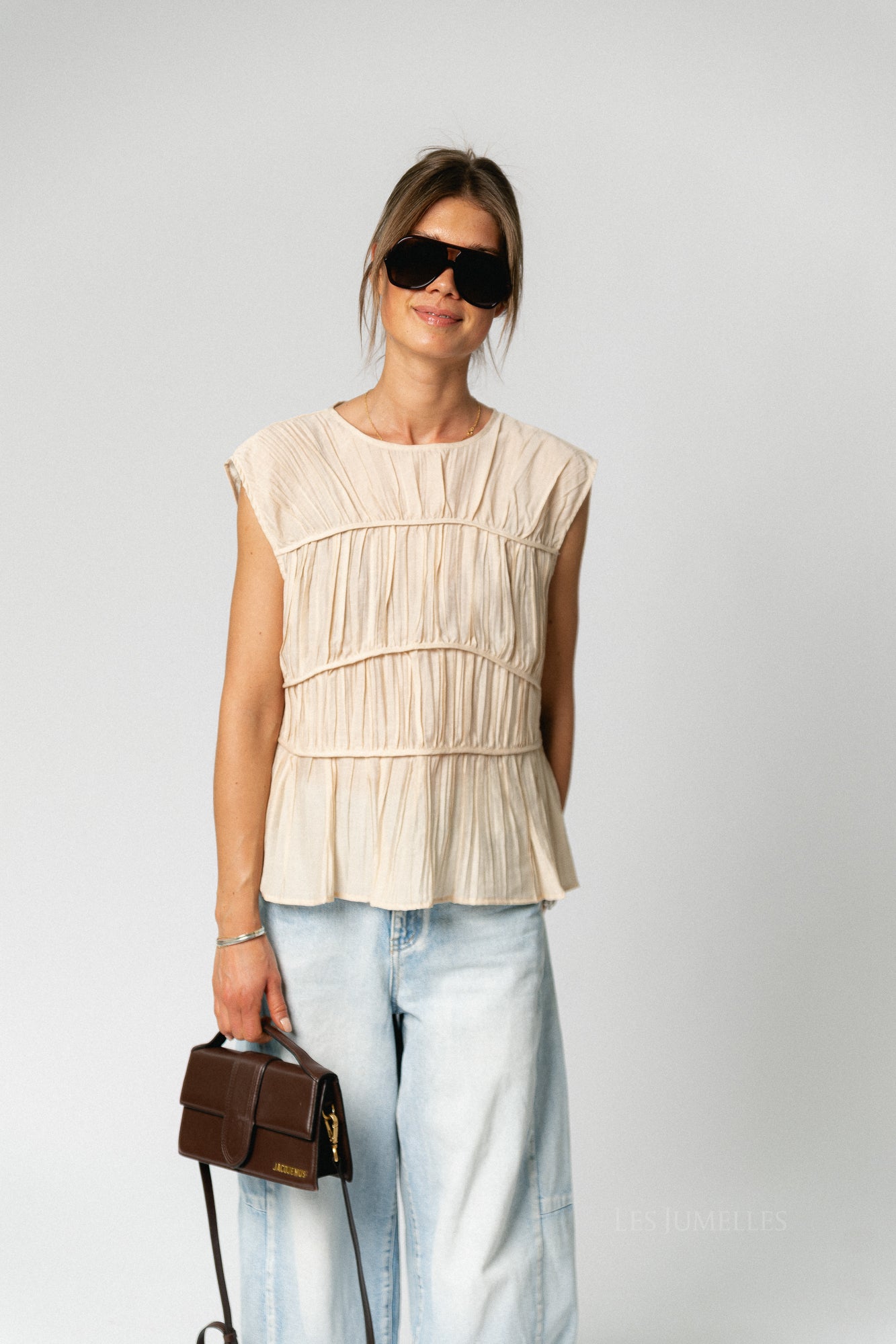 OBJMabel Brea SL O-neck top macadamia