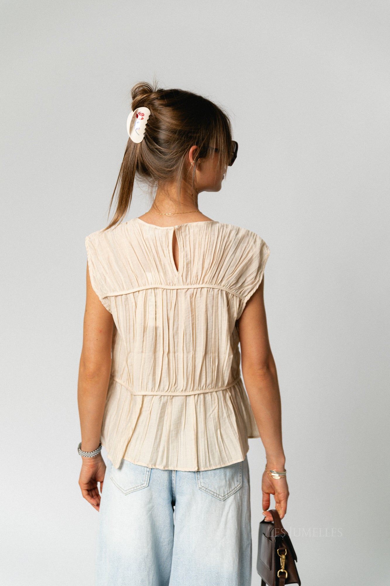 OBJMabel Brea SL O-neck top macadamia