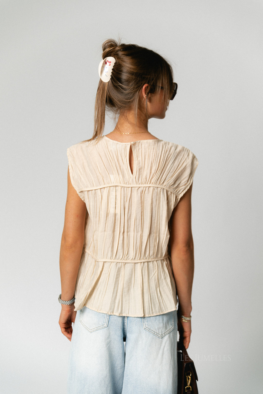 OBJMabel Brea SL O-neck top macadamia