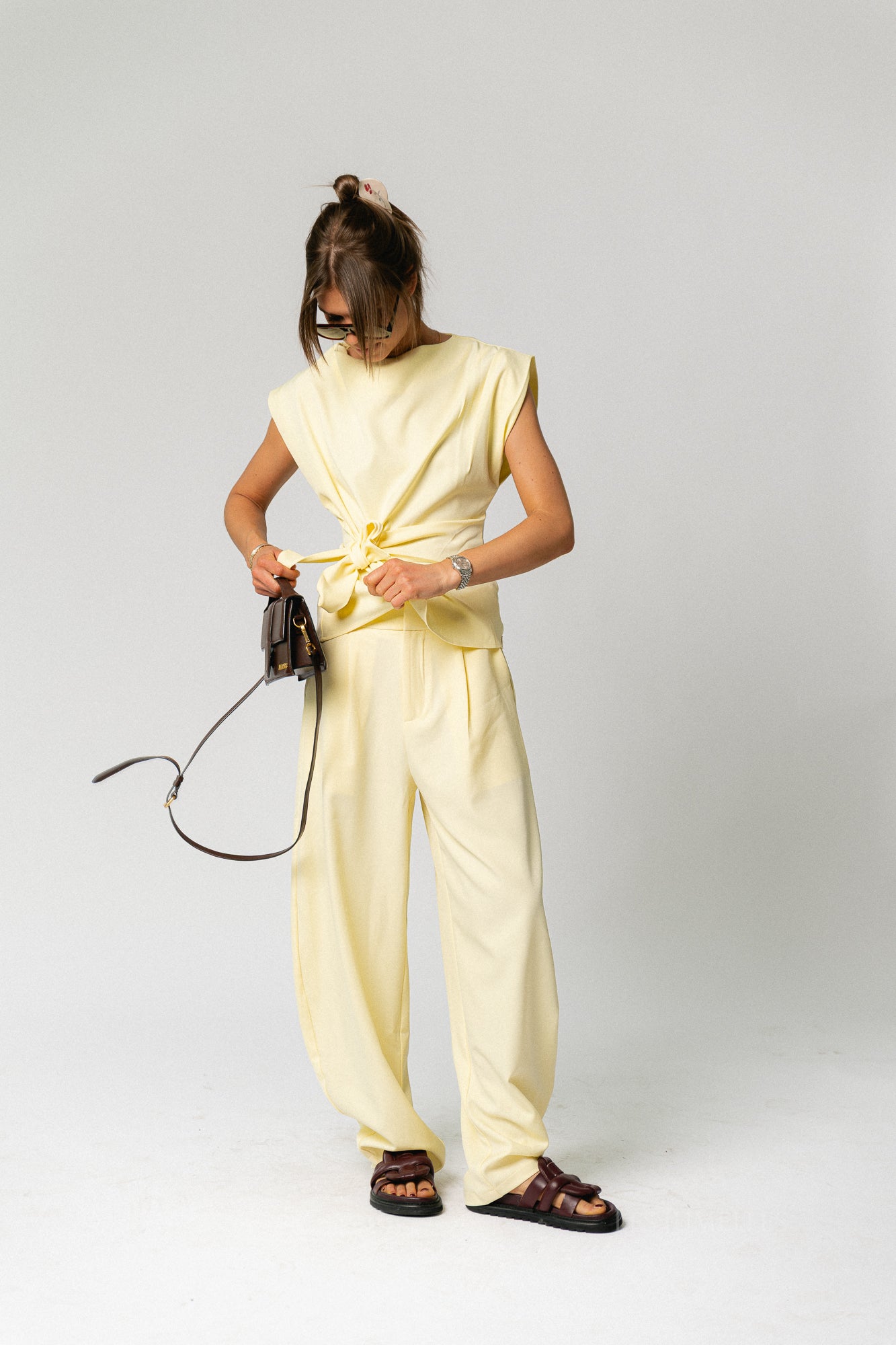 Britt SL wrapped top pastel yellow