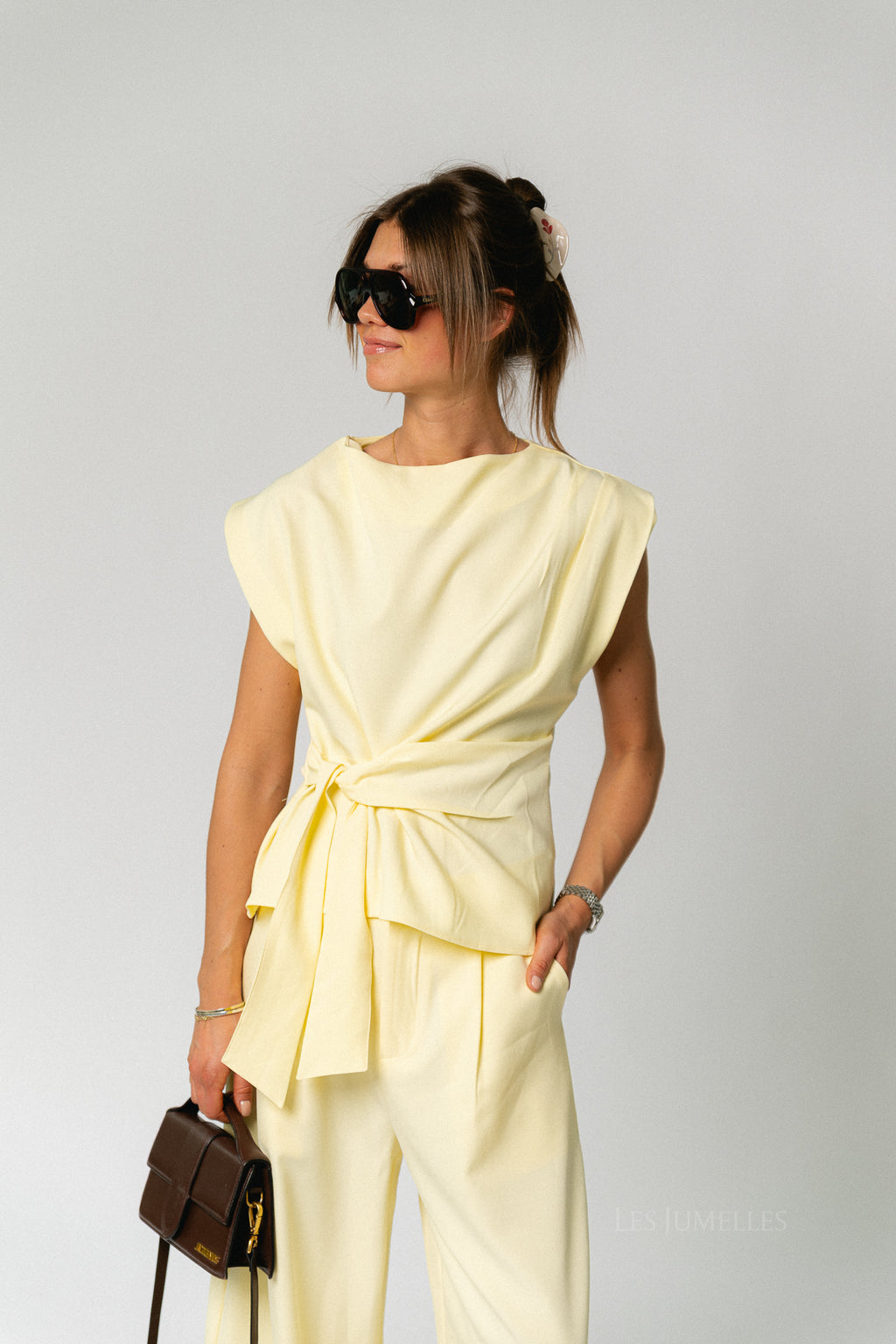 Britt SL wrapped top pastel yellow