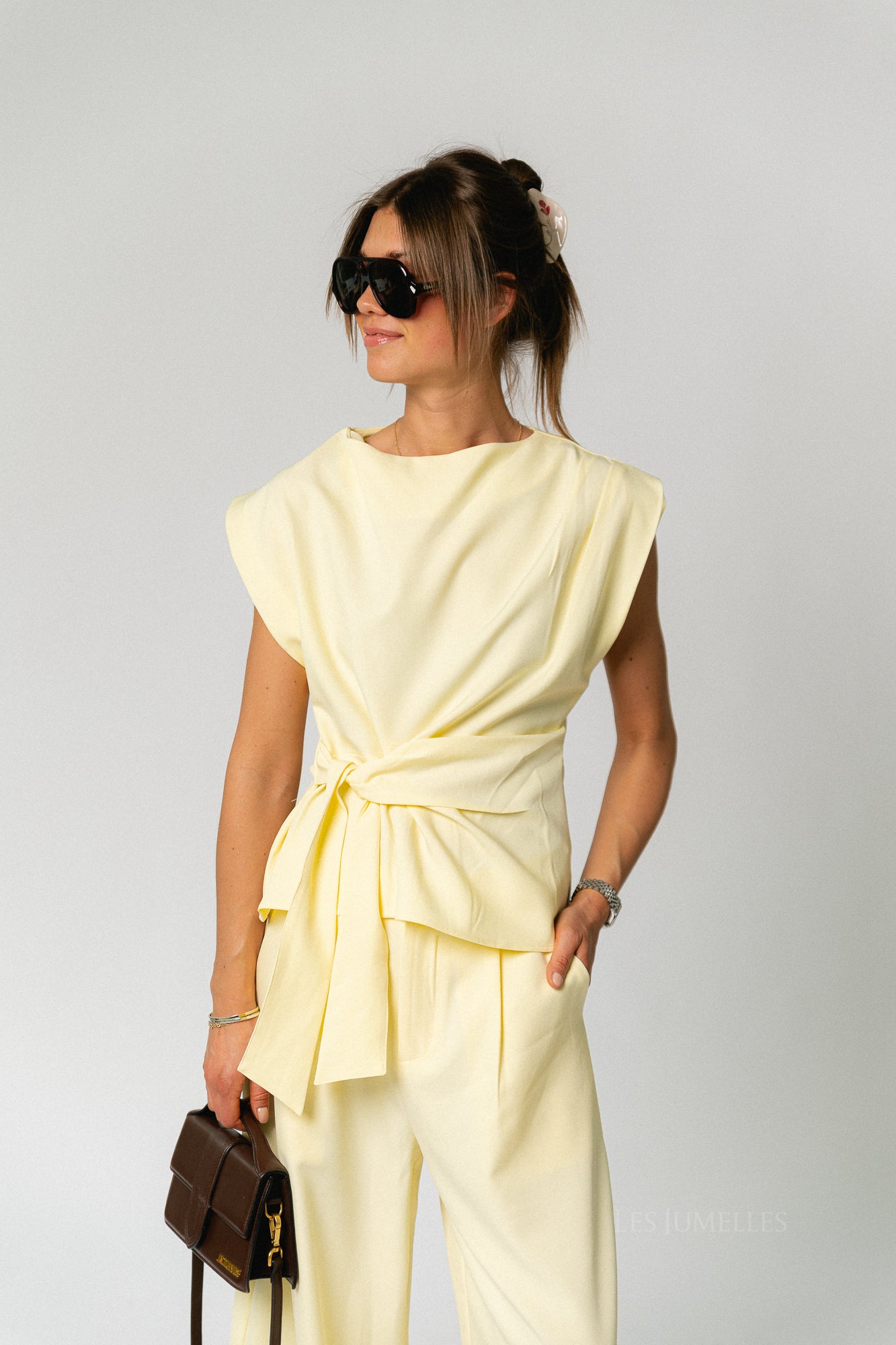 Britt SL wrapped top pastel yellow