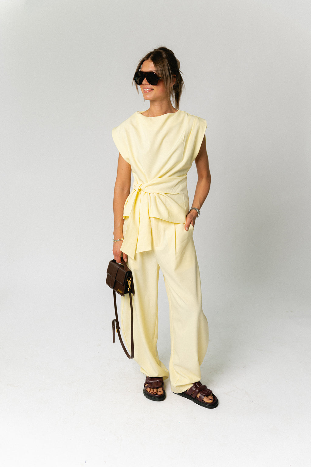 Britt SL wrapped top pastel yellow